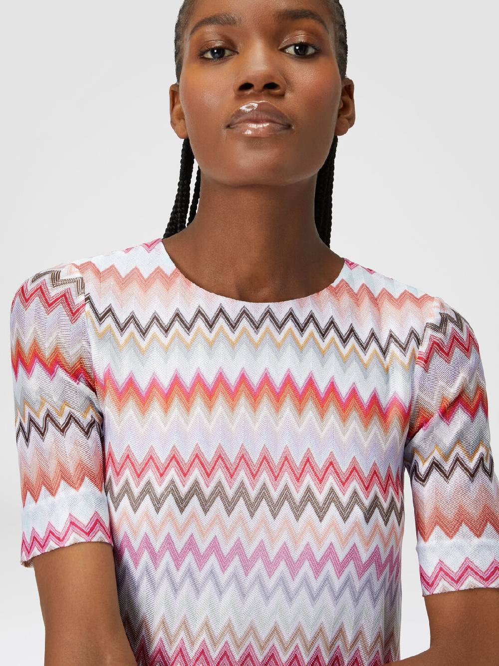 Missoni Abito a maniche corte in cotone e viscosa zig zag 2025