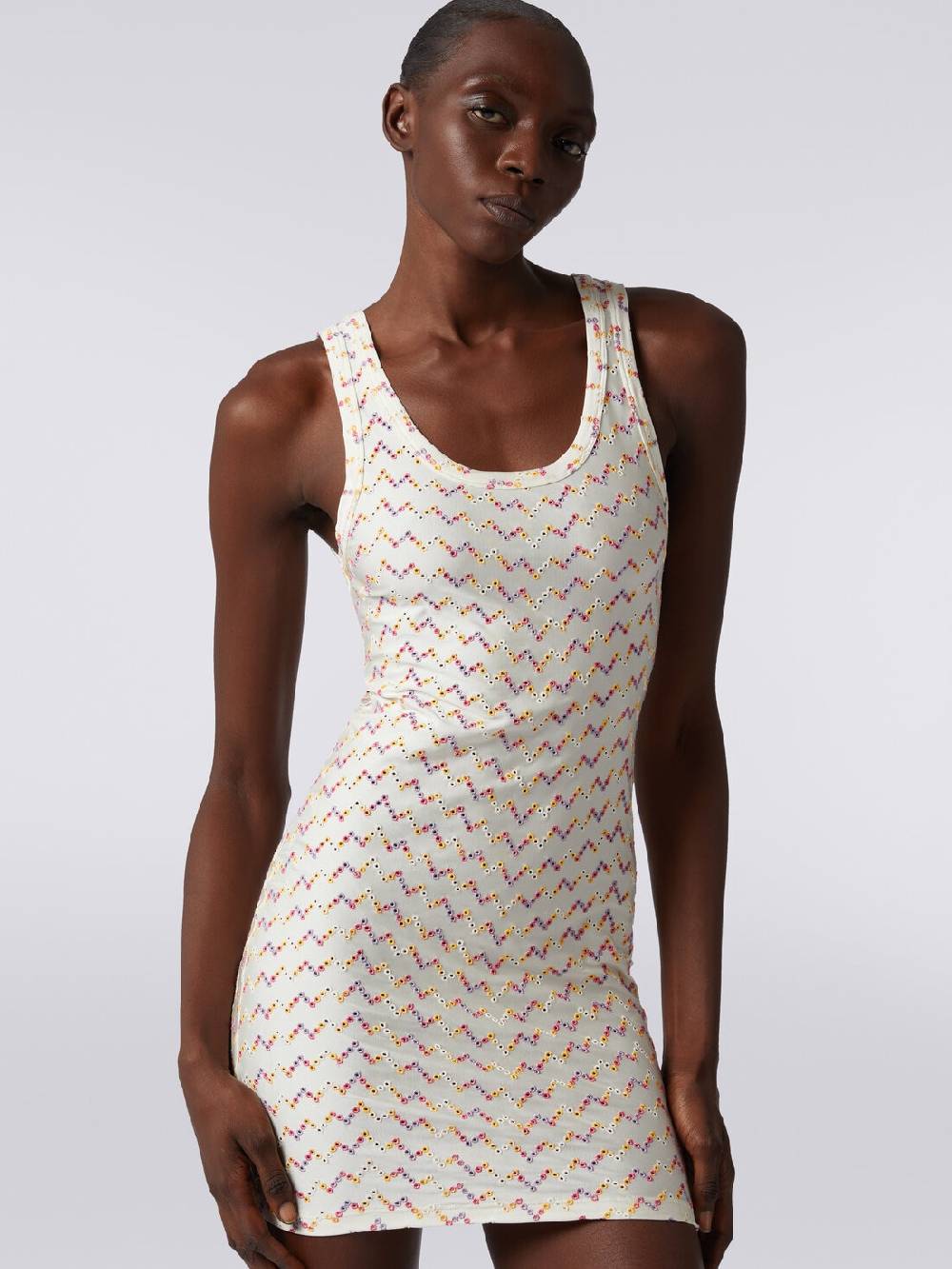 Missoni Mini-abito smanicato stretch con pizzo sangallo Nuovo