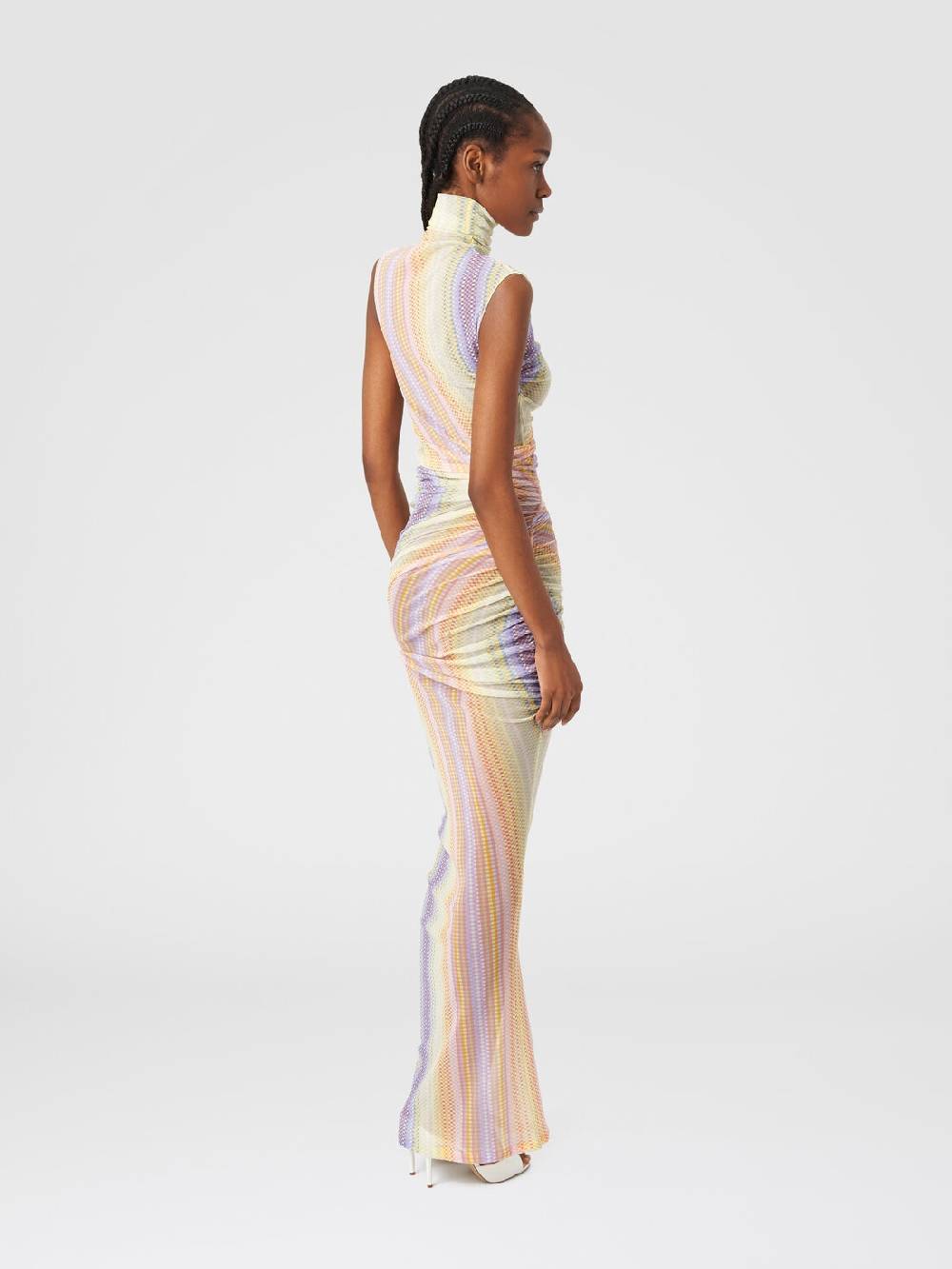 Missoni Abito lungo a collo alto in tulle con arricciature laterali Qualità