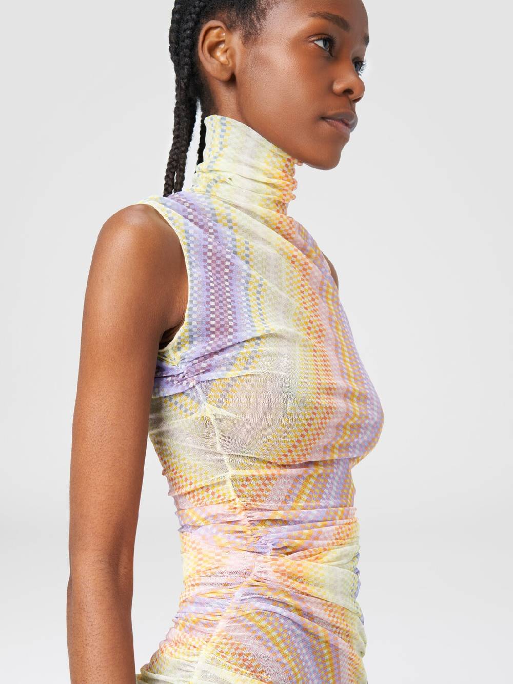 Missoni Abito lungo a collo alto in tulle con arricciature laterali Qualità