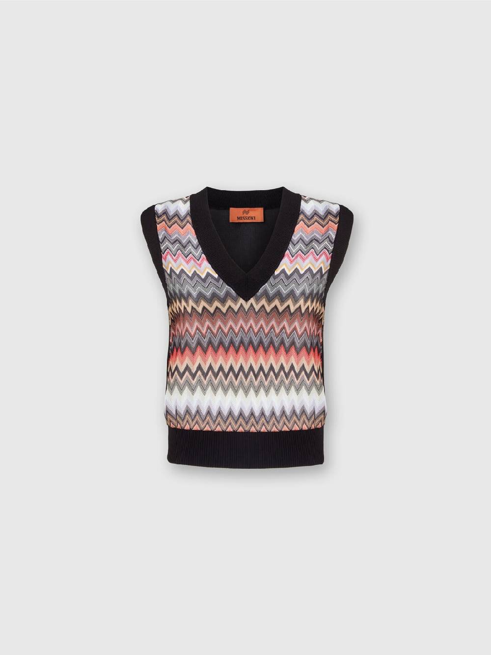 Missoni Gilet in maglia di viscosa zig zag con profili a contrasto Promozione