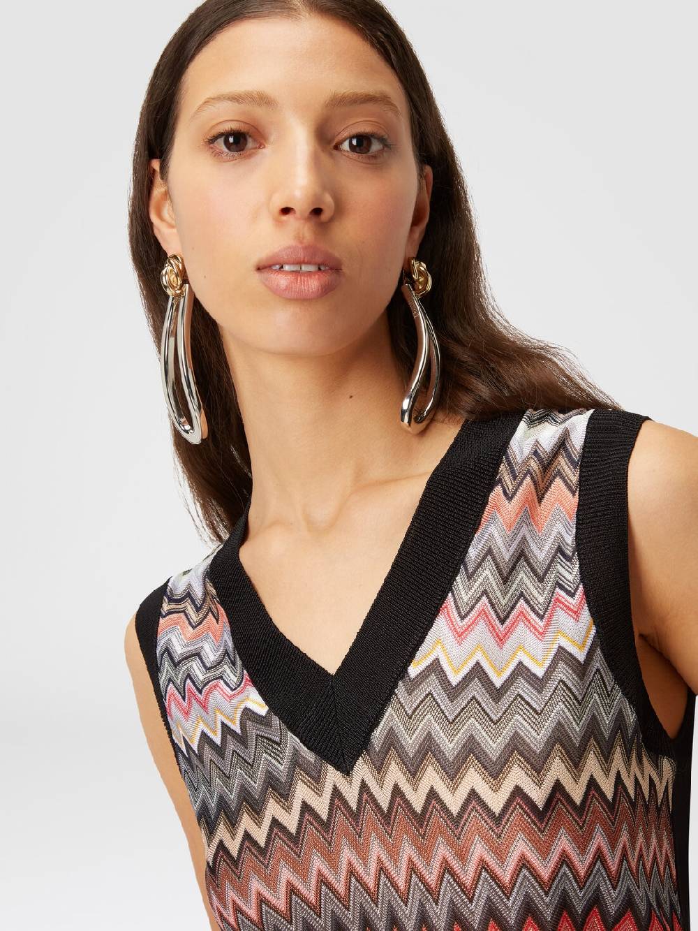 Missoni Gilet in maglia di viscosa zig zag con profili a contrasto Promozione
