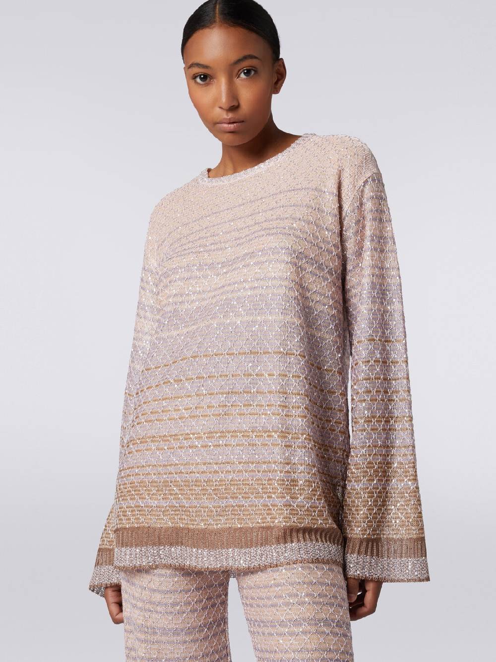 Missoni Pullover girocollo in misto viscosa dégradé con paillettes Spedizione Gratuita