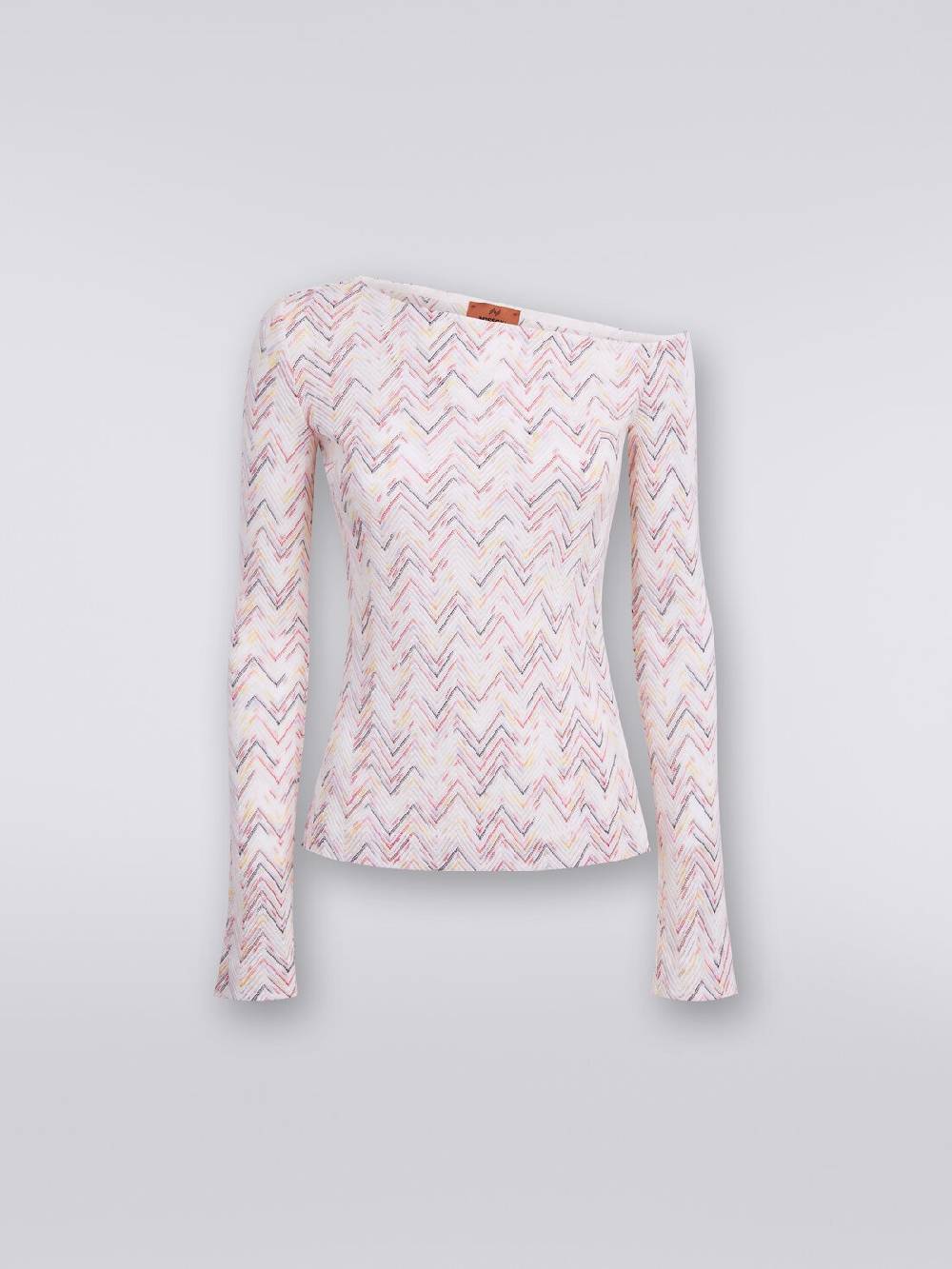 Missoni Pullover in lana e viscosa chevron con scollatura asimmetrica Acquista Ora