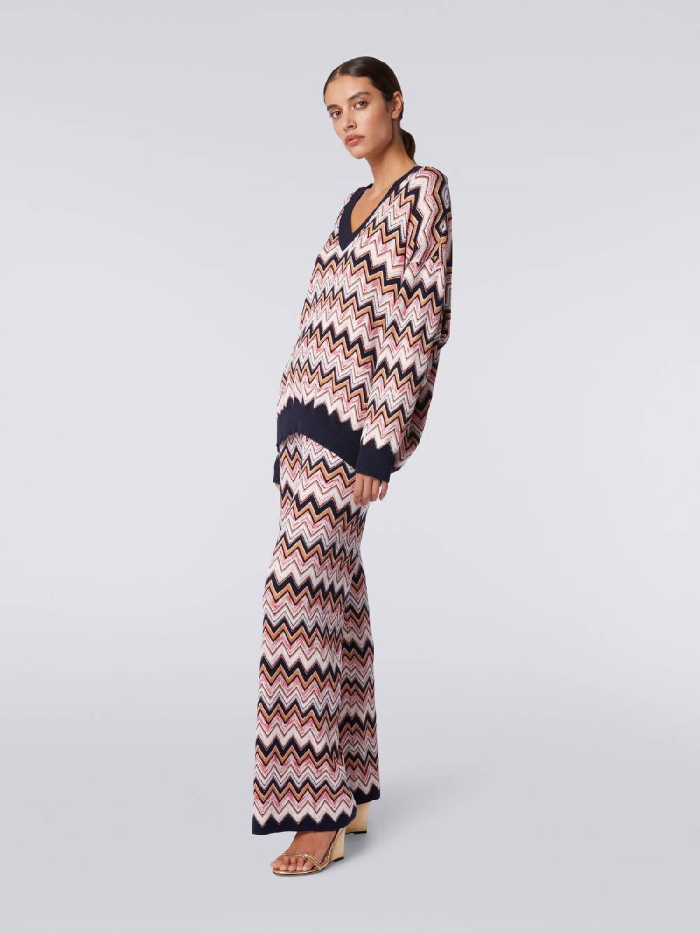 Missoni Pantaloni a palazzo in lana e viscosa chevron Consegna Veloce