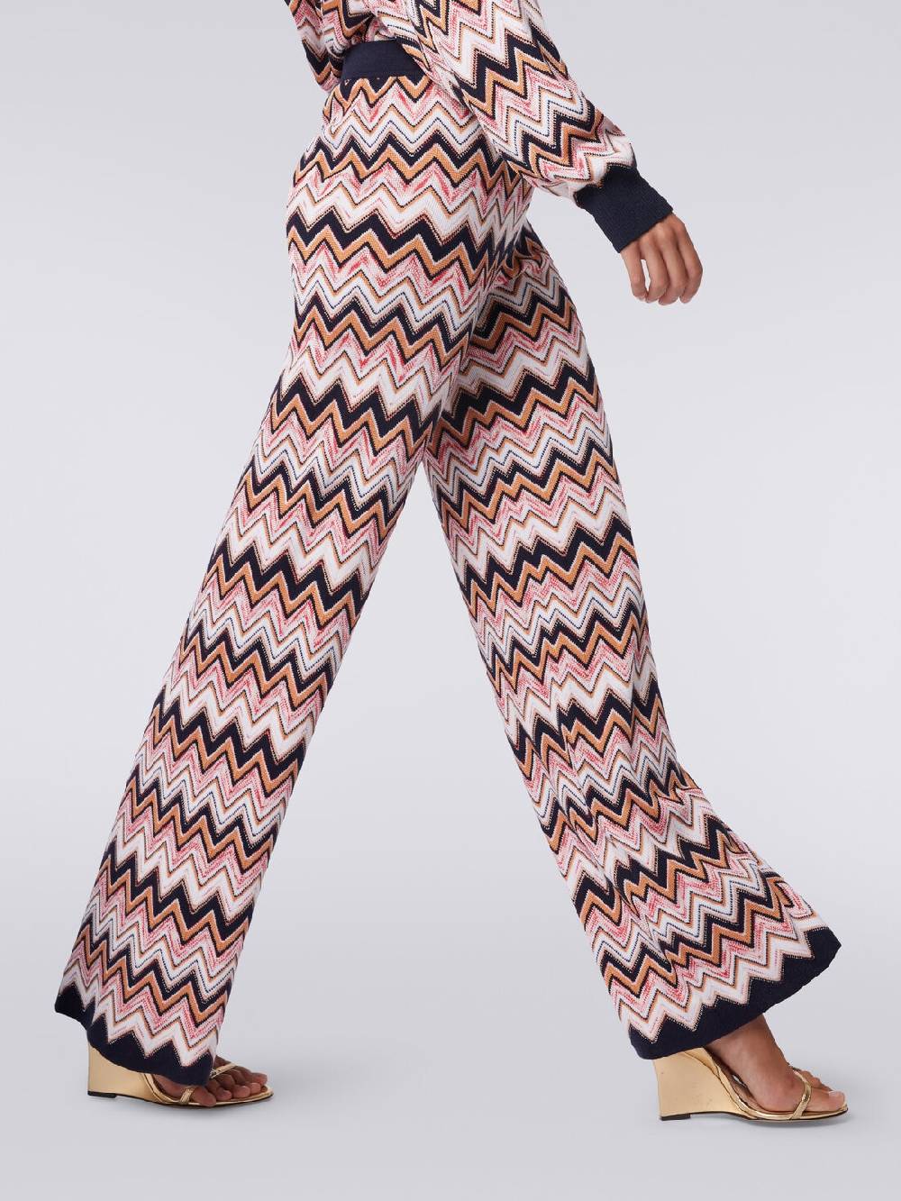 Missoni Pantaloni a palazzo in lana e viscosa chevron Consegna Veloce