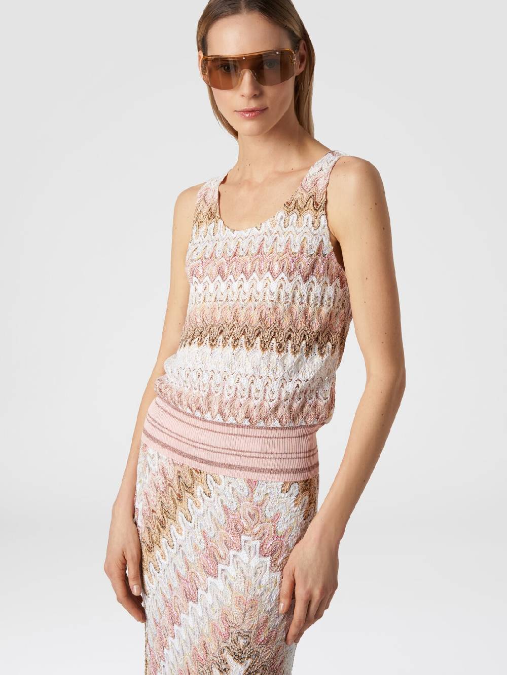 Missoni Canottiera in misto viscosa lamé con motivo a onde Prezzo Ridotto