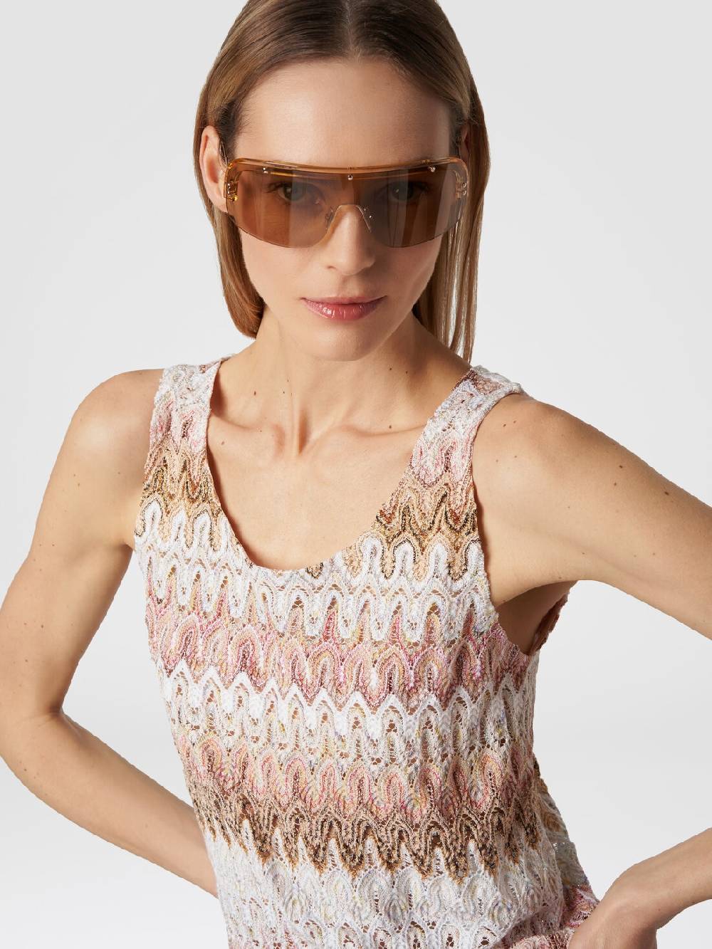 Missoni Canottiera in misto viscosa lamé con motivo a onde Prezzo Ridotto