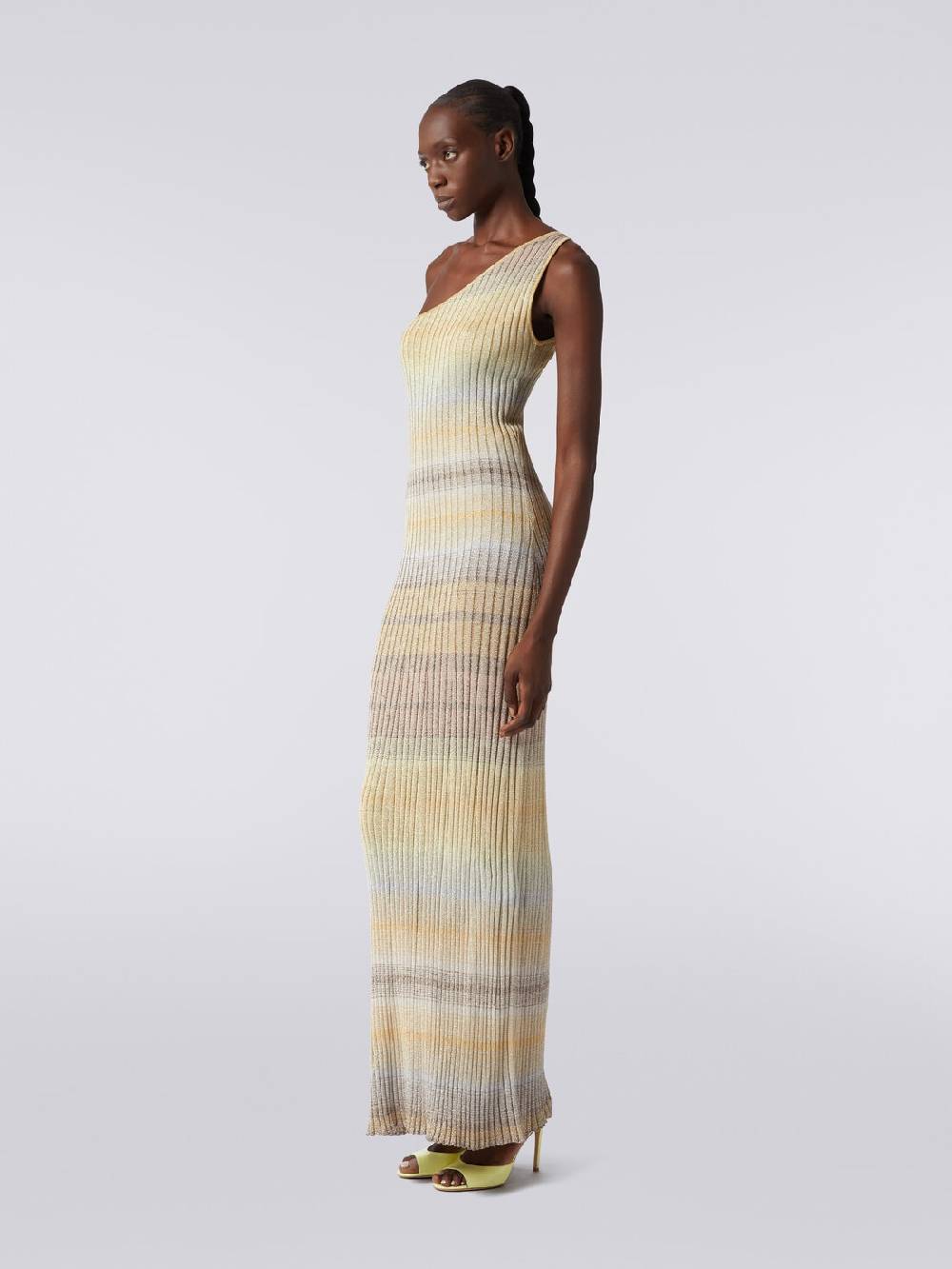 Missoni Abito lungo monospalla a costine con lurex Novità