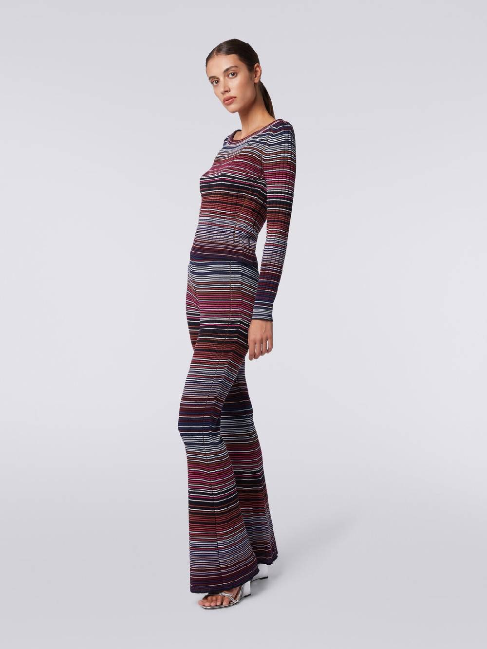 Missoni Pantaloni flare in maglia di cotone e viscosa a righe Sconto