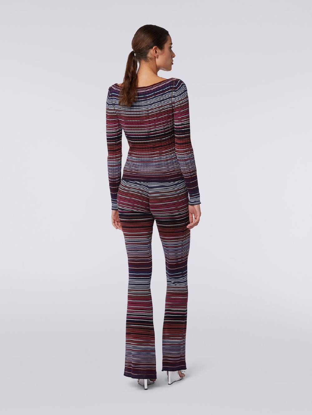 Missoni Pantaloni flare in maglia di cotone e viscosa a righe Sconto