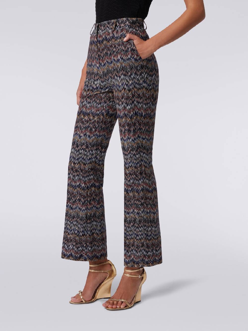 Missoni Pantaloni cropped in misto viscosa lamé zig zag Outlet