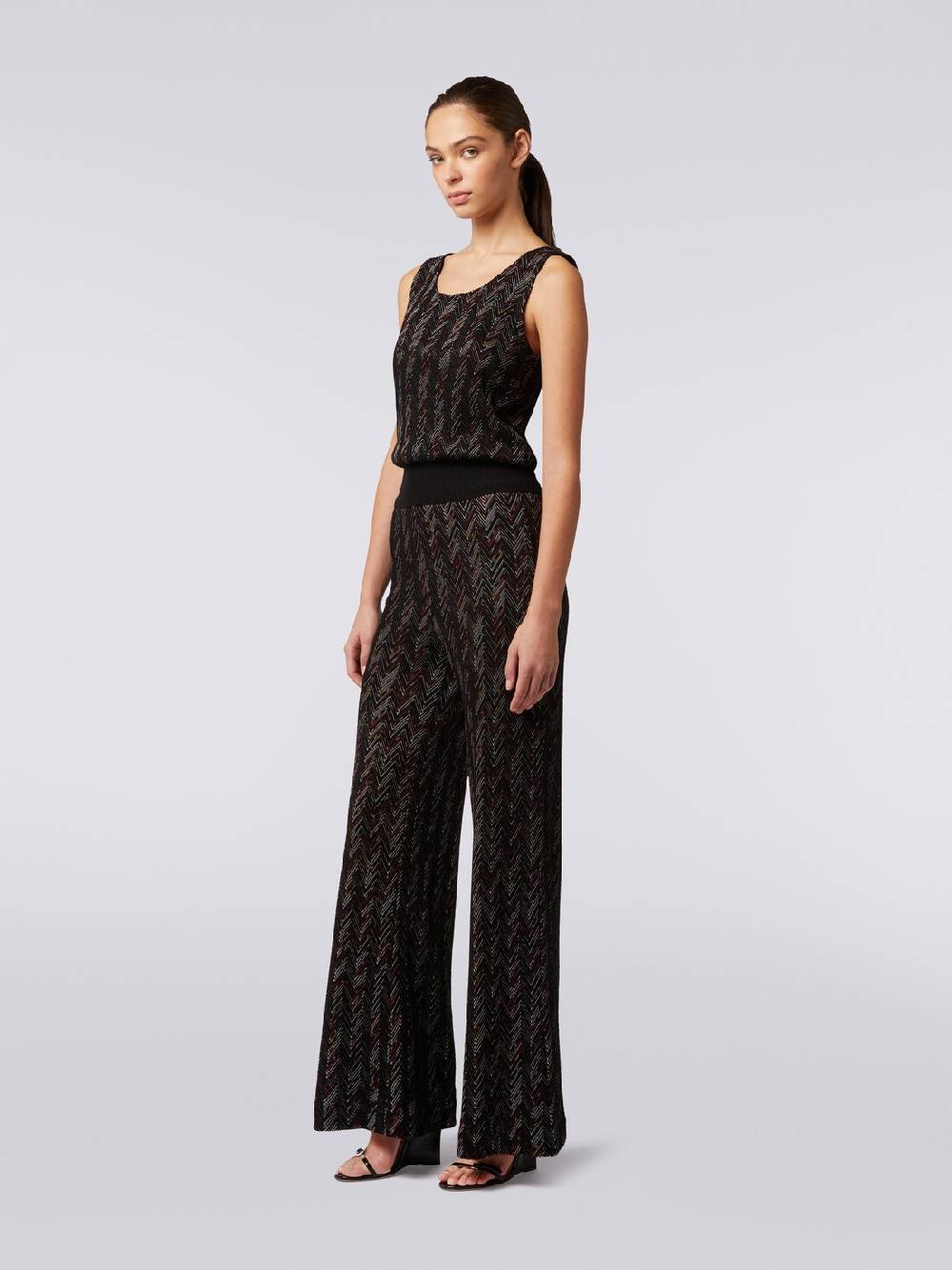 Missoni Pantaloni a palazzo in lana e viscosa zig zag Vendita Calda