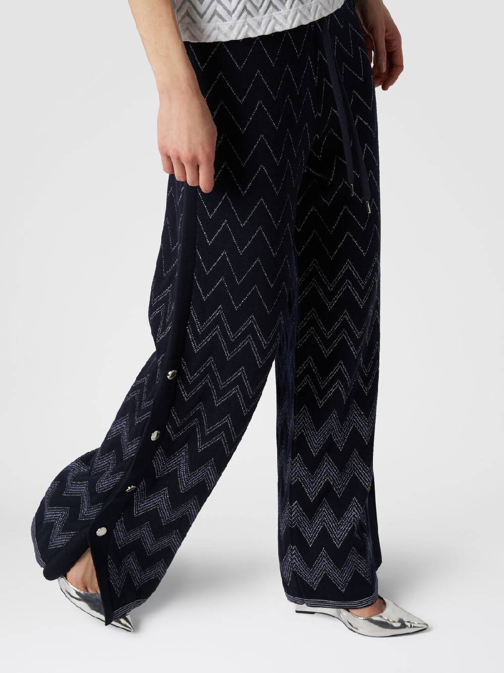 Missoni Joggers in lana e viscosa zig zag con lurex 2025