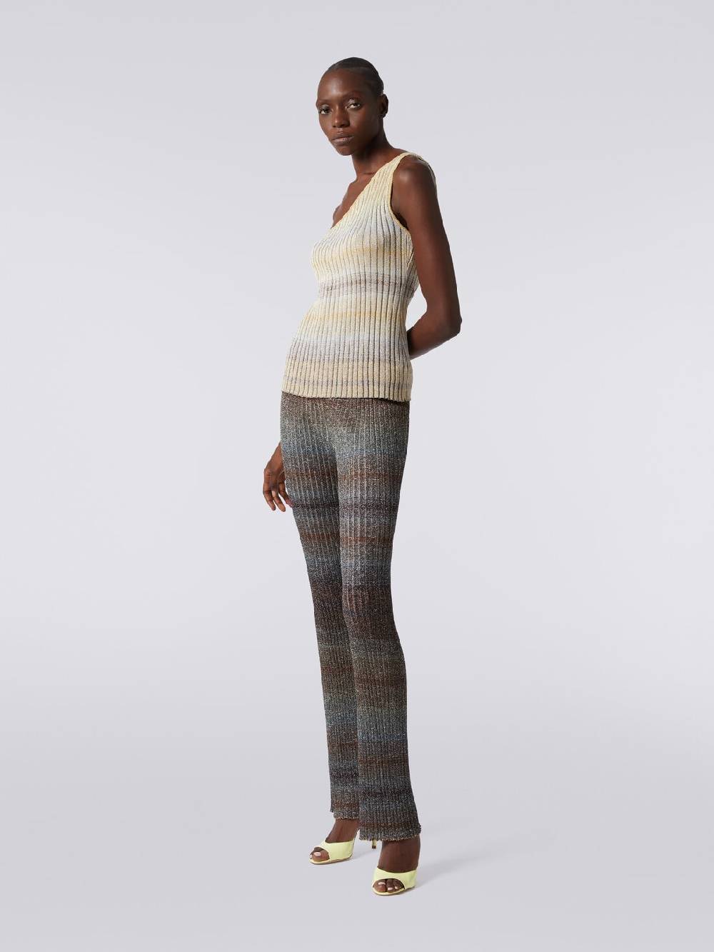 Missoni Pantaloni dritti in viscosa e lurex a costine Vendita