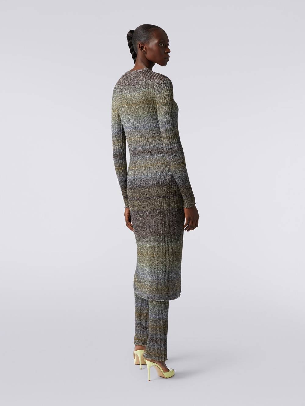 Missoni Cardigan lungo in viscosa a costine con lurex Spedizione Gratuita