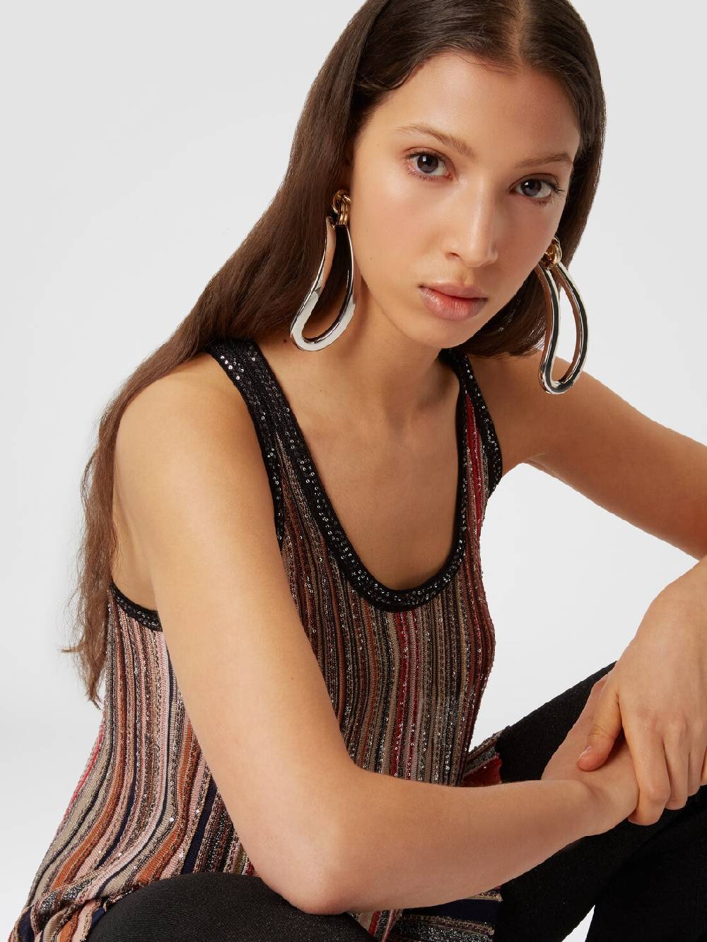 Missoni Canottiera in maglia a righe verticali con paillettes Acquista Ora