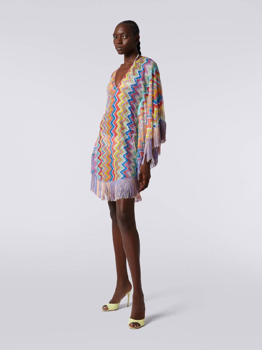 Missoni Caftano copricostume corto stampa zig zag con frange Offerte speciali