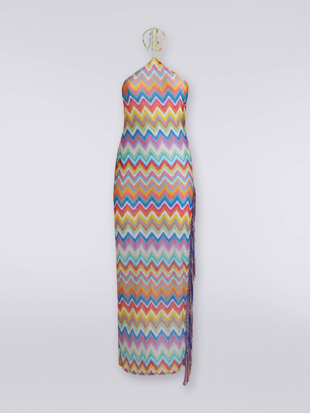 Missoni Abito copricostume lungo stampa zig zag con frange Sconti VIP