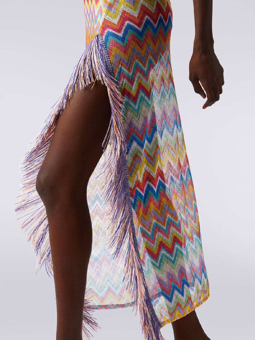 Missoni Abito copricostume lungo stampa zig zag con frange Sconti VIP