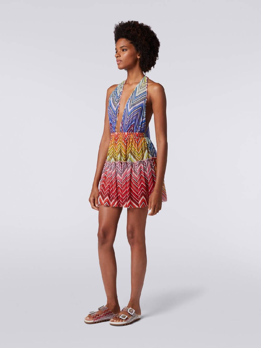 Missoni Copricostume corto in tulle stampa zig zag ACQUISTA ORA