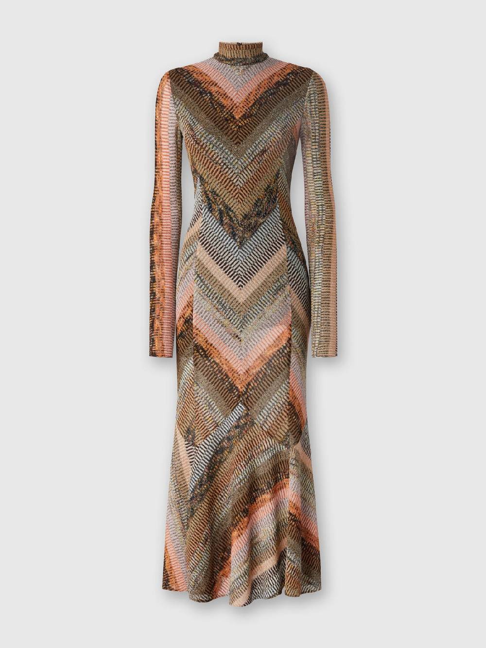 Missoni Abito lungo con fondo svasato e collo a lupetto con zip Promozione temporanea