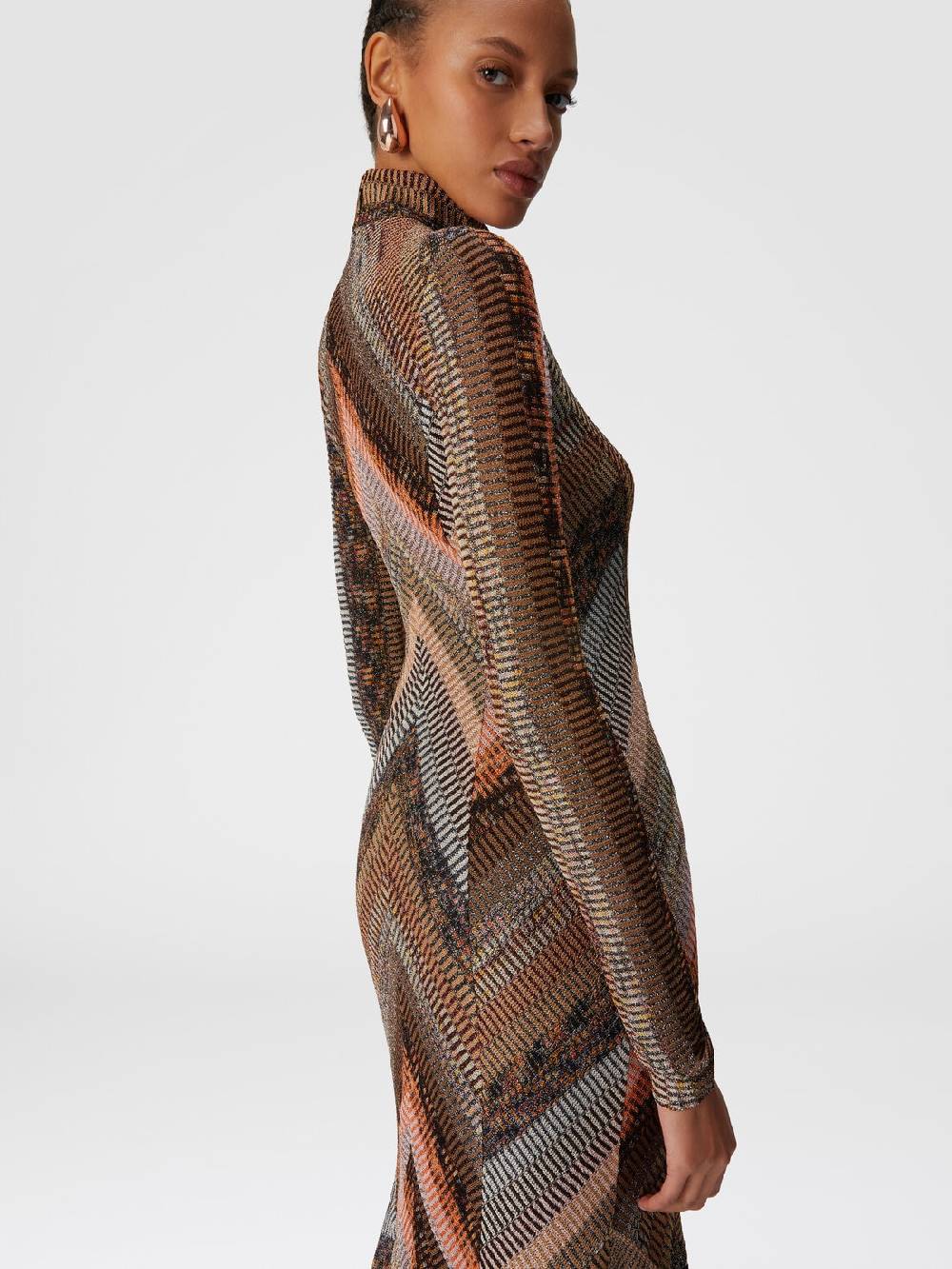 Missoni Abito lungo con fondo svasato e collo a lupetto con zip Promozione temporanea