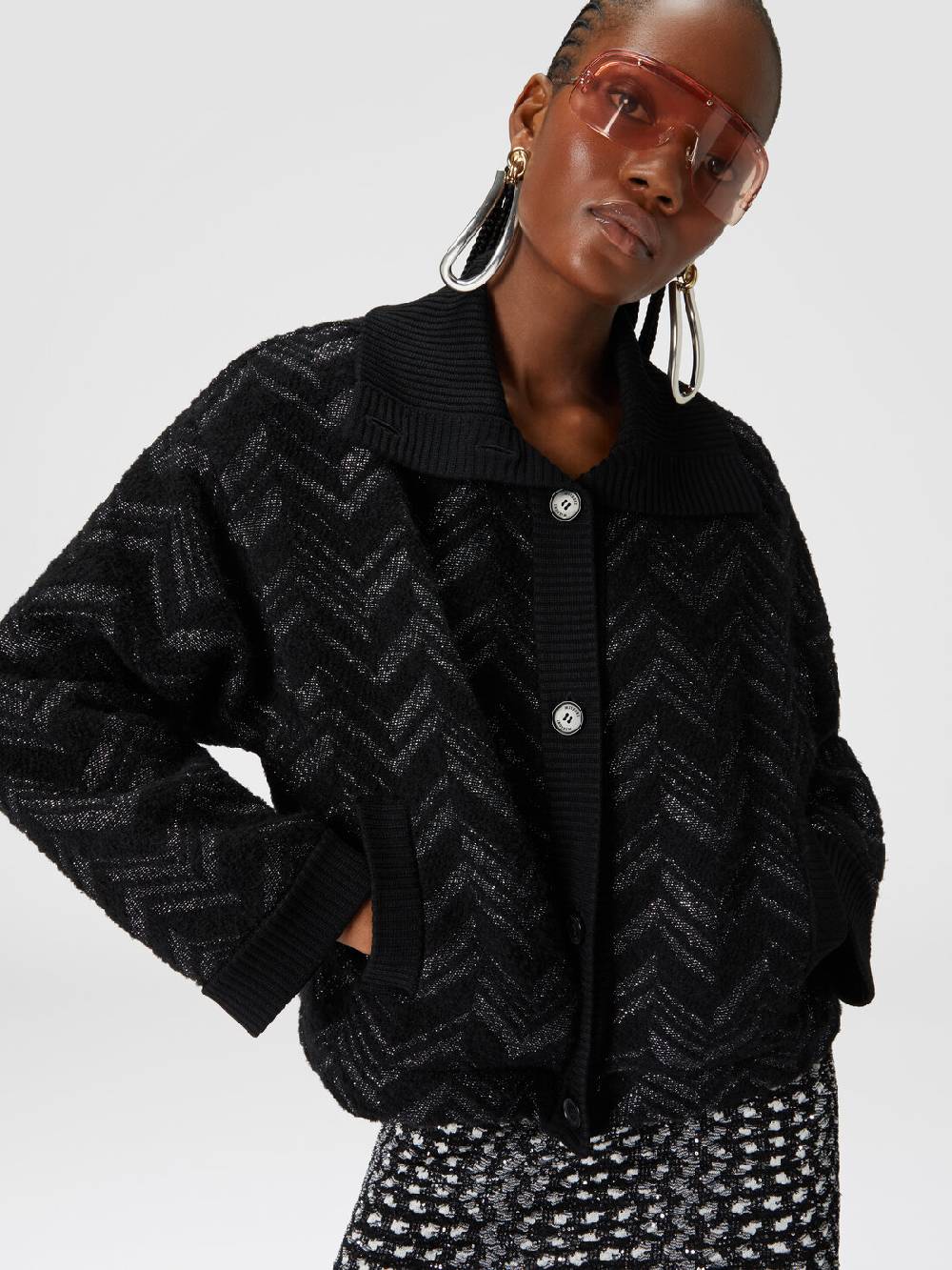 Missoni Giubbotto in maglia bouclé con chevron lamé Fino al 50% di sconto