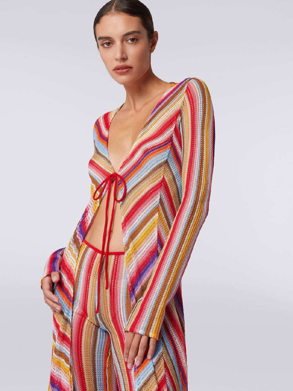 Missoni Cardigan copricostume lungo in crochet rigato Sostegno trimestrale