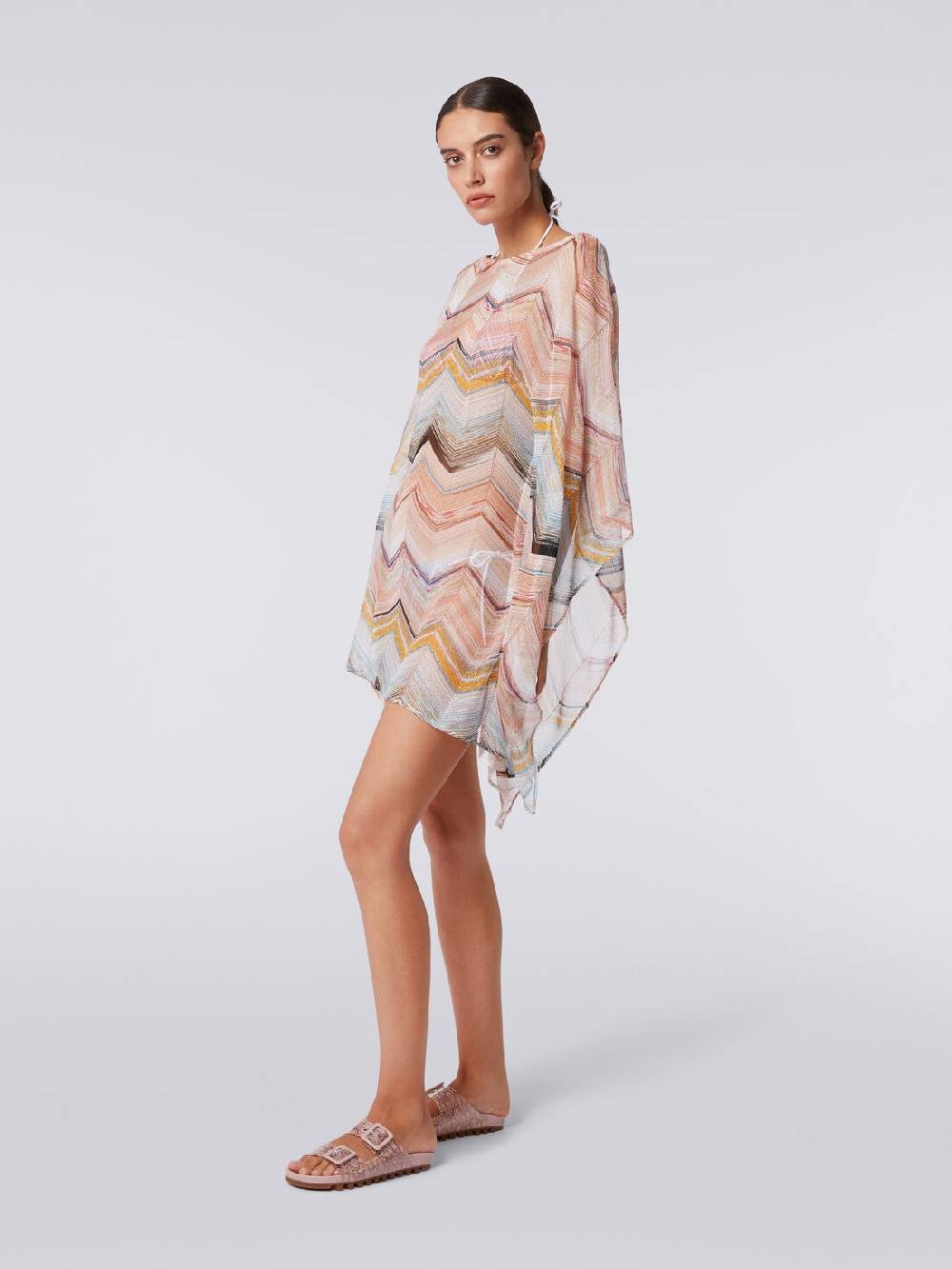 Missoni Caftano copricostume corto in misto viscosa zig zag con lurex Solo un giorno rimasto