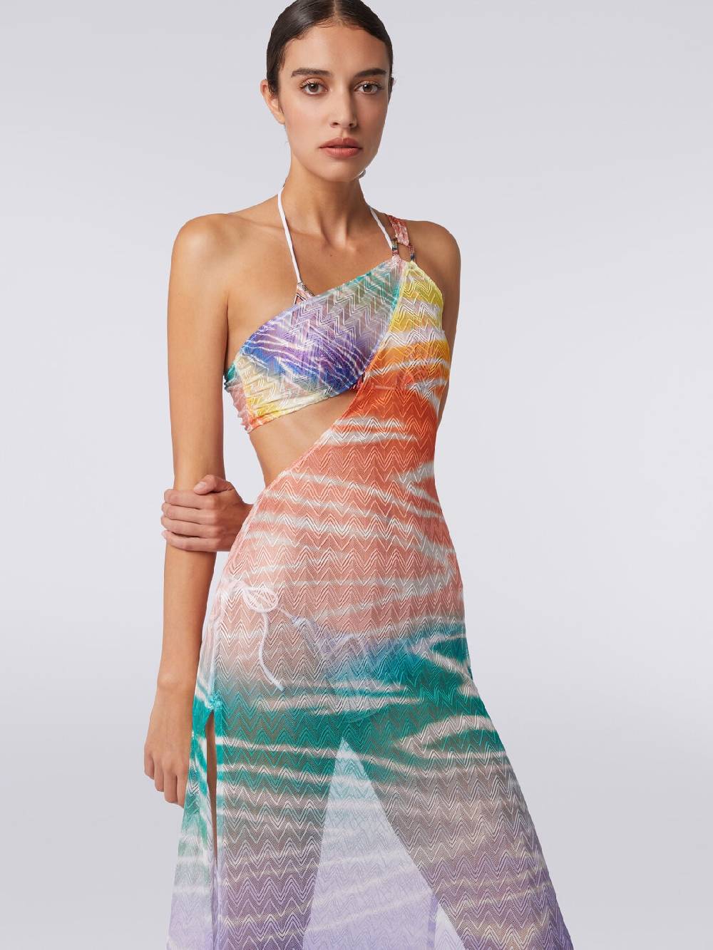 Missoni Abito copricostume lungo monospalla stampa tie-dye Super sconto