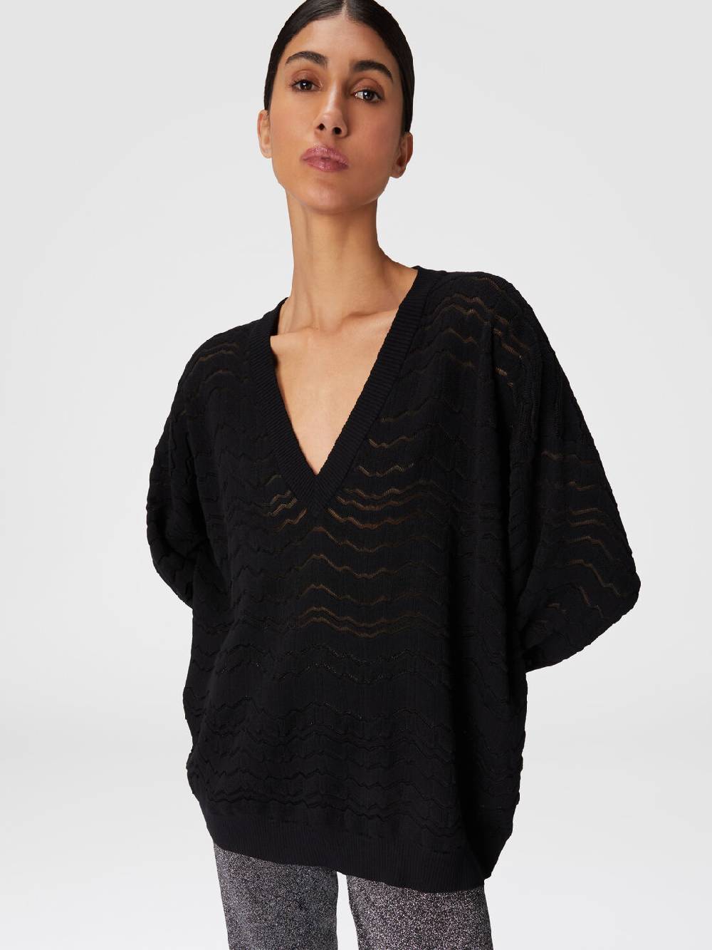 Missoni Pullover con scollatura a V e zig zag tono su tono Officina