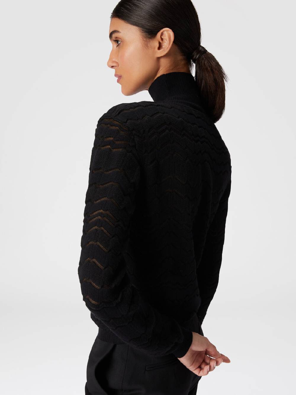 Missoni Lupetto in viscosa e lana con zig zag tono su tono Black Friday Prezzi