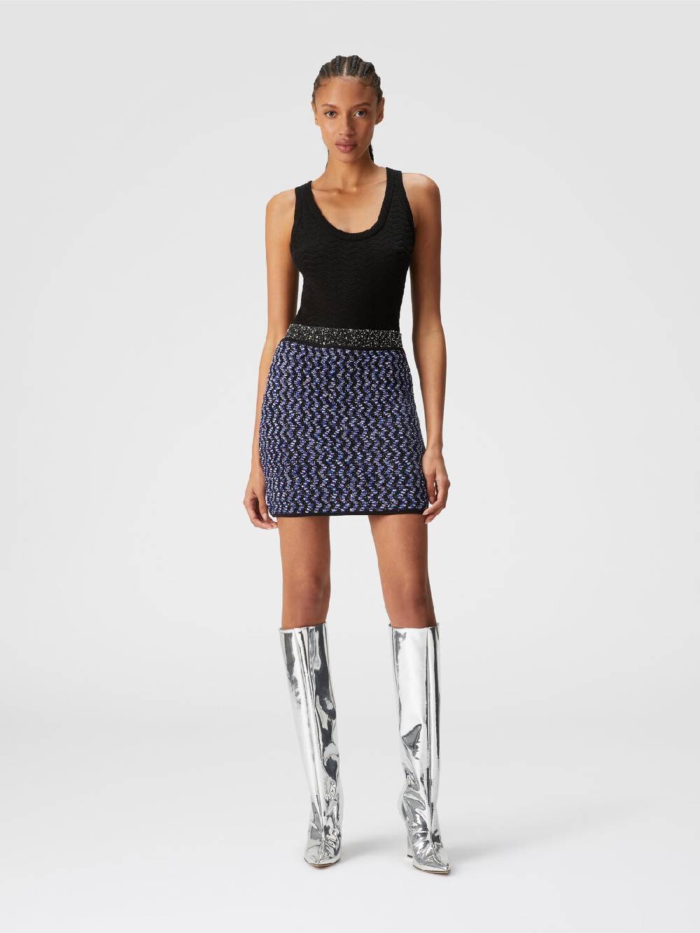 Missoni Minigonna con zig zag goffrato lamé In vendita