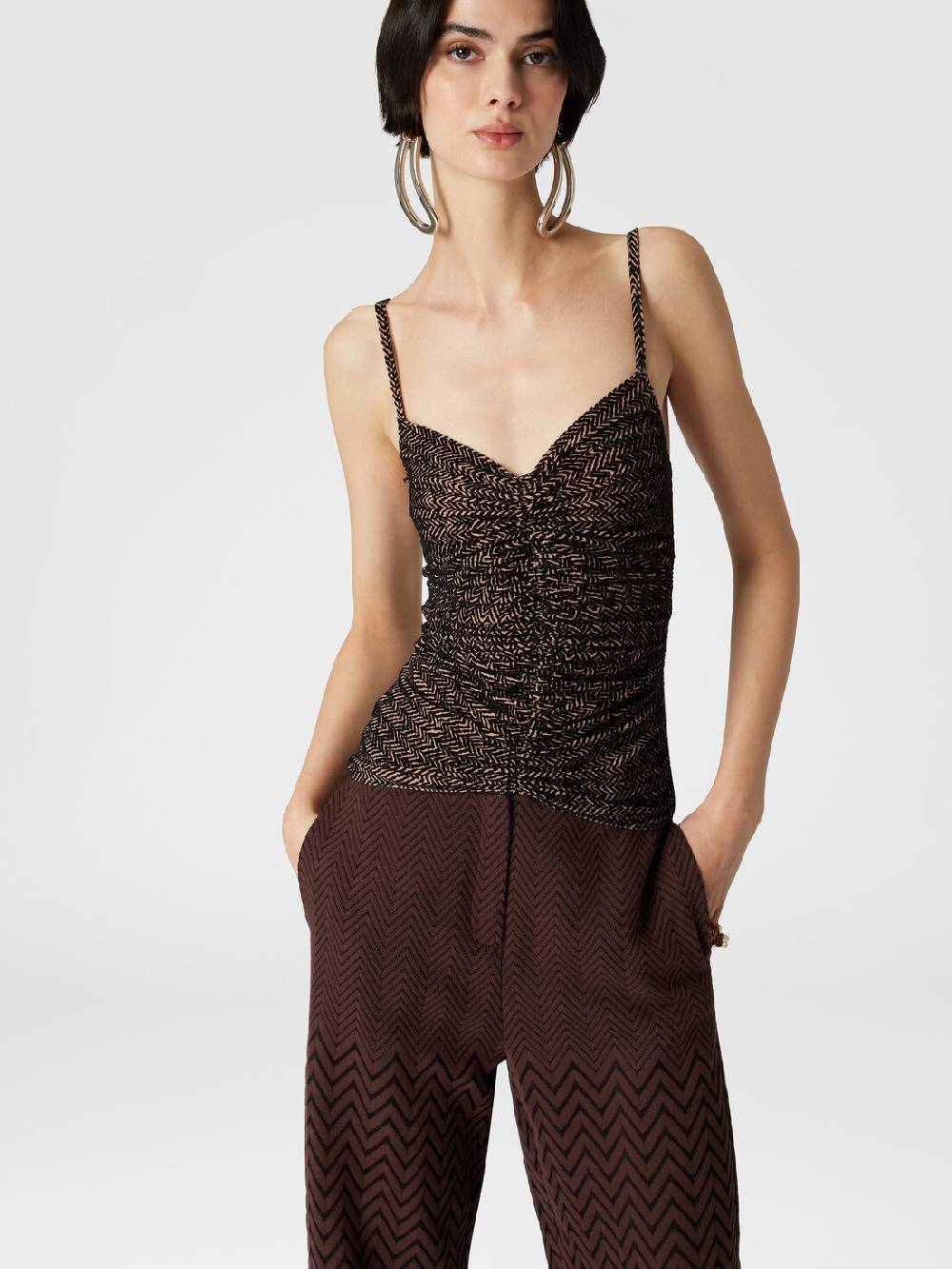 Missoni Pantaloni classici in cotone e viscosa zig zag Sconti questo mese
