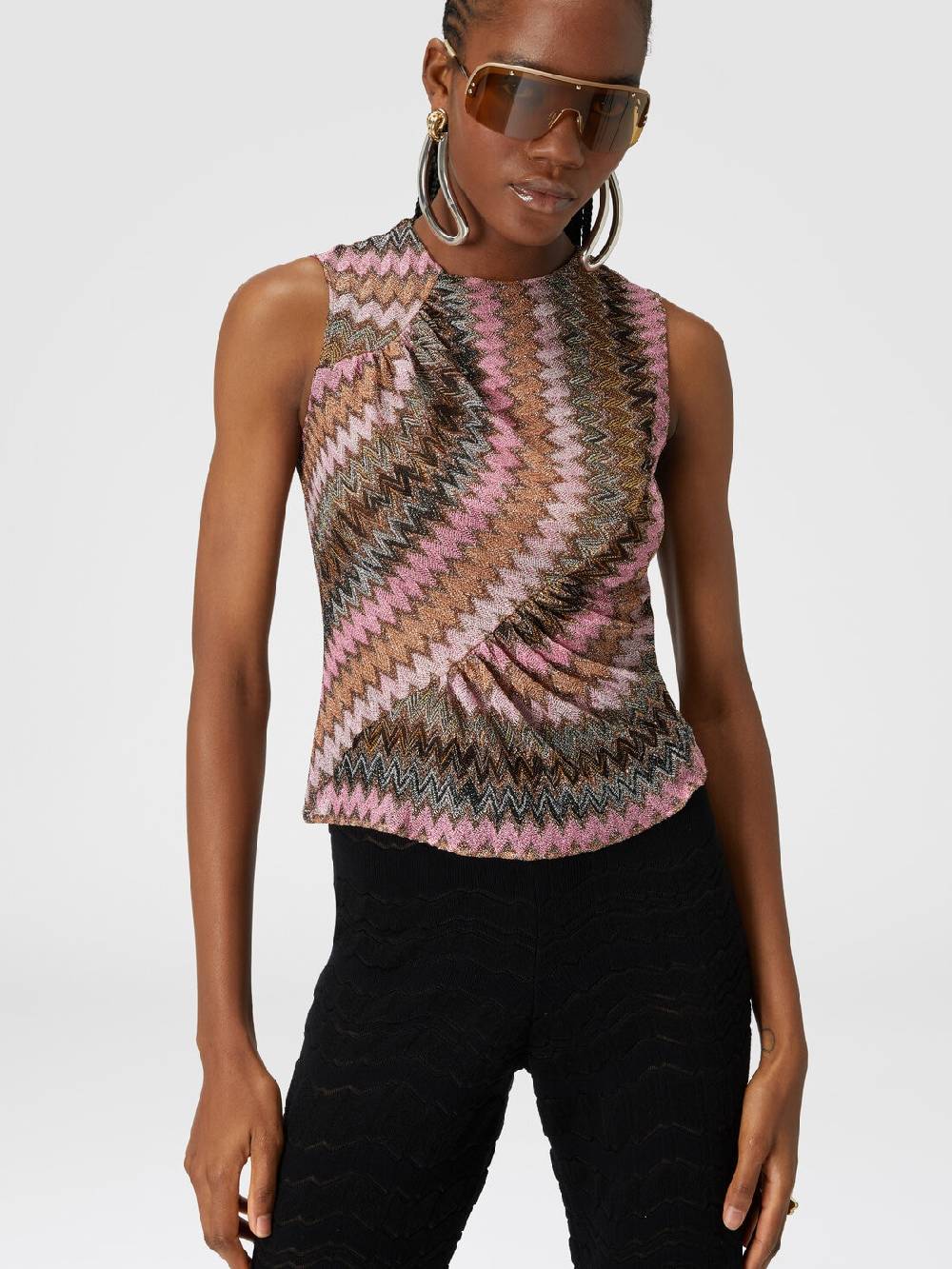 Missoni Top senza maniche in misto viscosa zig zag lamé Soddisfazione Garantita