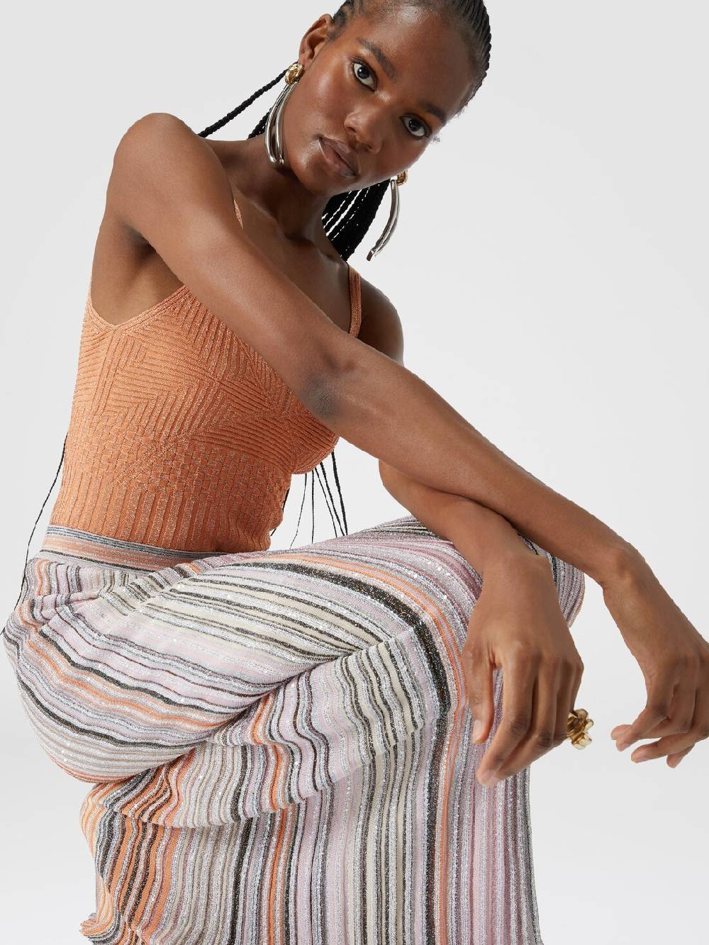 Missoni Gonna lunga parzializzata a costine con paillettes Acquista Ora
