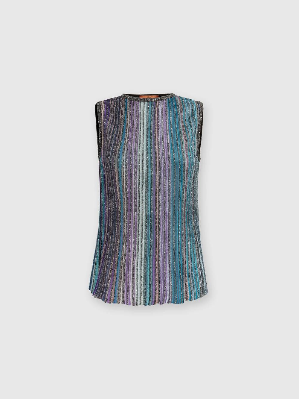 Missoni Top senza maniche svasato a costine con paillettes Consegna Veloce