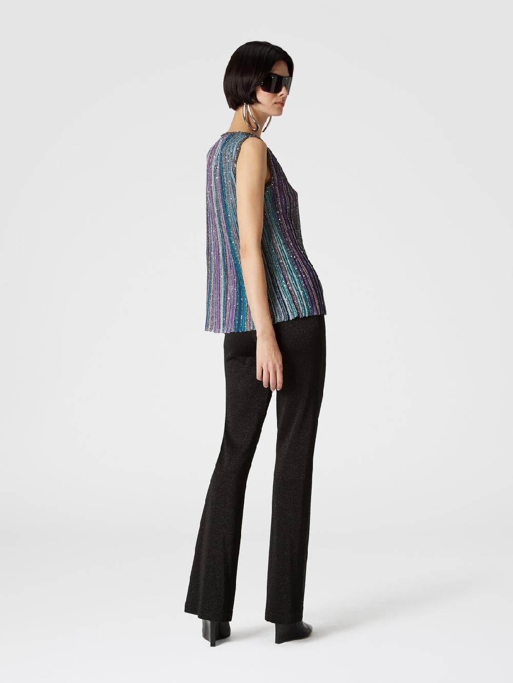 Missoni Top senza maniche svasato a costine con paillettes Consegna Veloce