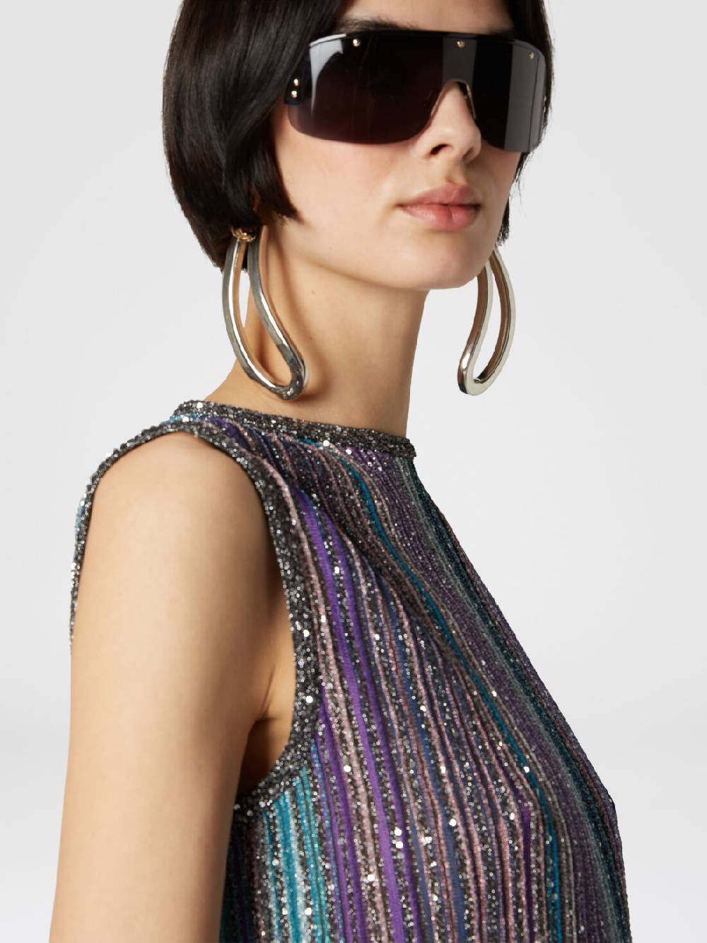Missoni Top senza maniche svasato a costine con paillettes Consegna Veloce