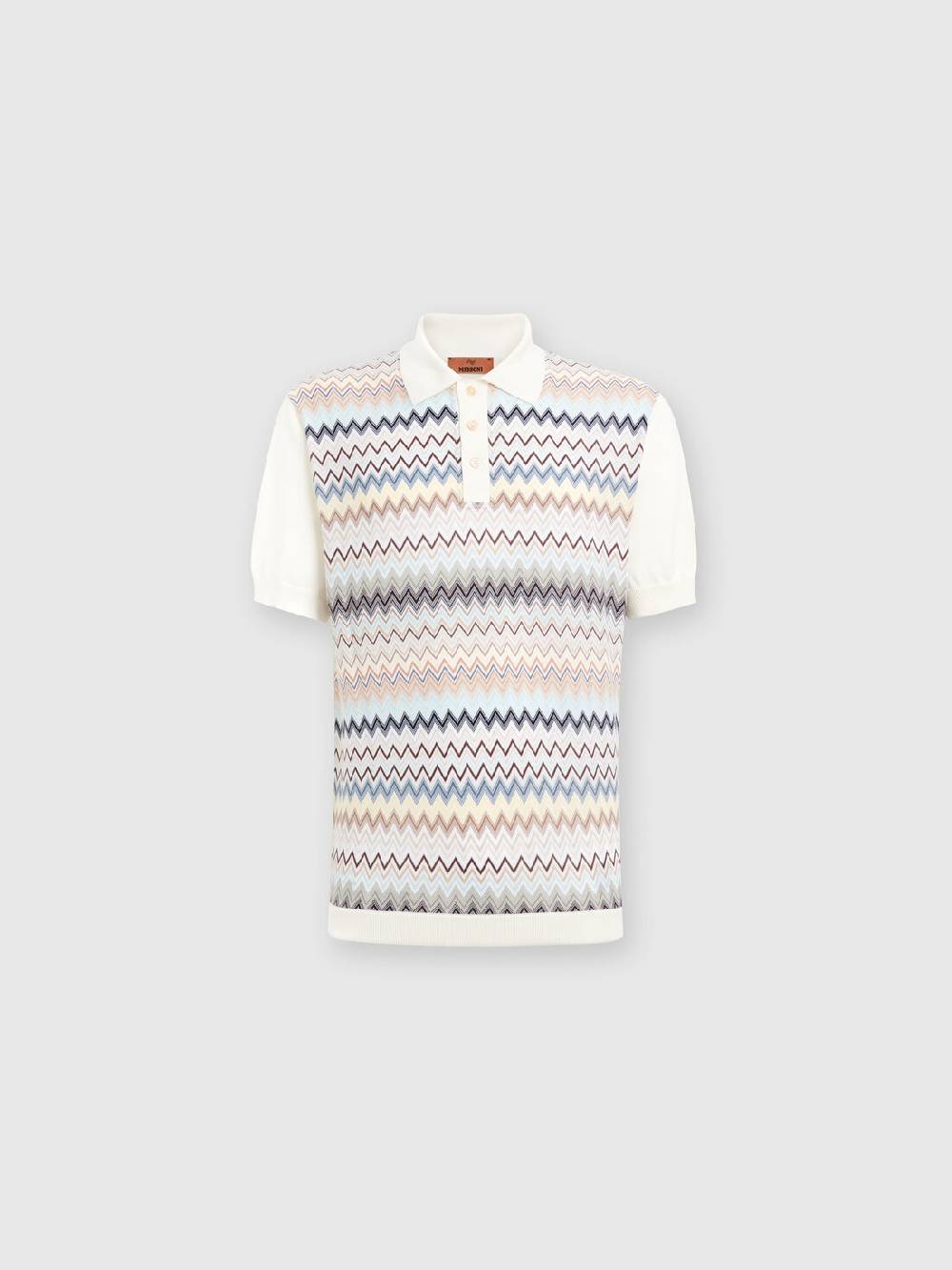 Missoni Polo in maglia di cotone zig zag con inserti tinta unita Offerta