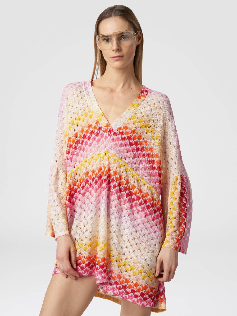 Missoni Caftano copricostume corto effetto pizzo con lurex Economico