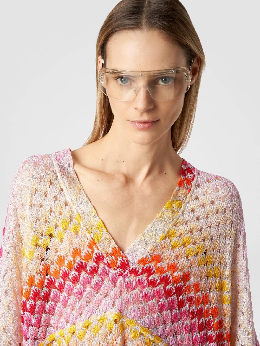 Missoni Caftano copricostume corto effetto pizzo con lurex Economico