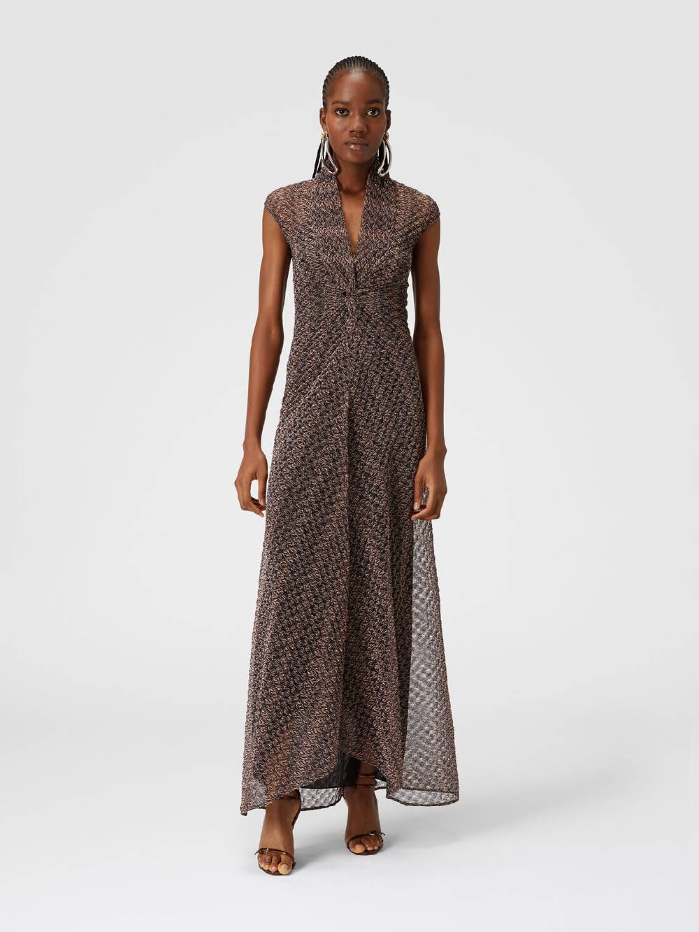 Missoni Abito lungo in pizzo lamé con scollatura torchon In Vendita