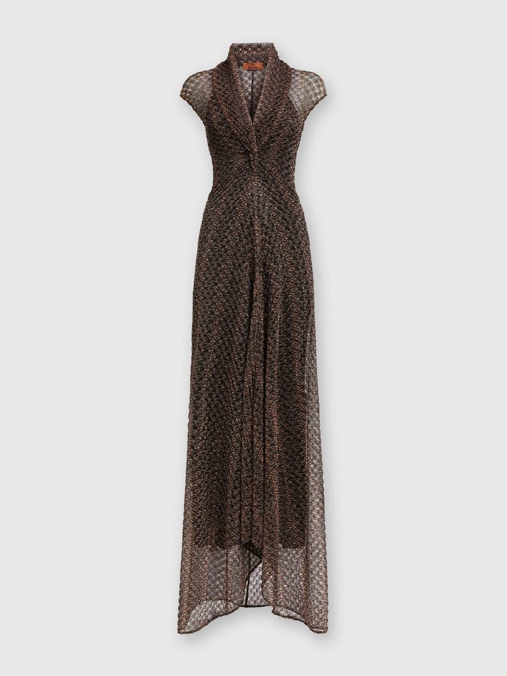 Missoni Abito lungo in pizzo lamé con scollatura torchon In Vendita