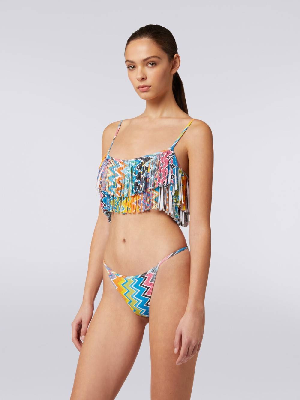 Missoni Bikini in tessuto stretch stampato con top frange Saldi Di Fabbrica