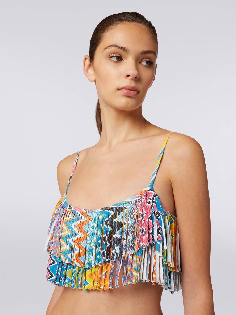 Missoni Bikini in tessuto stretch stampato con top frange Saldi Di Fabbrica