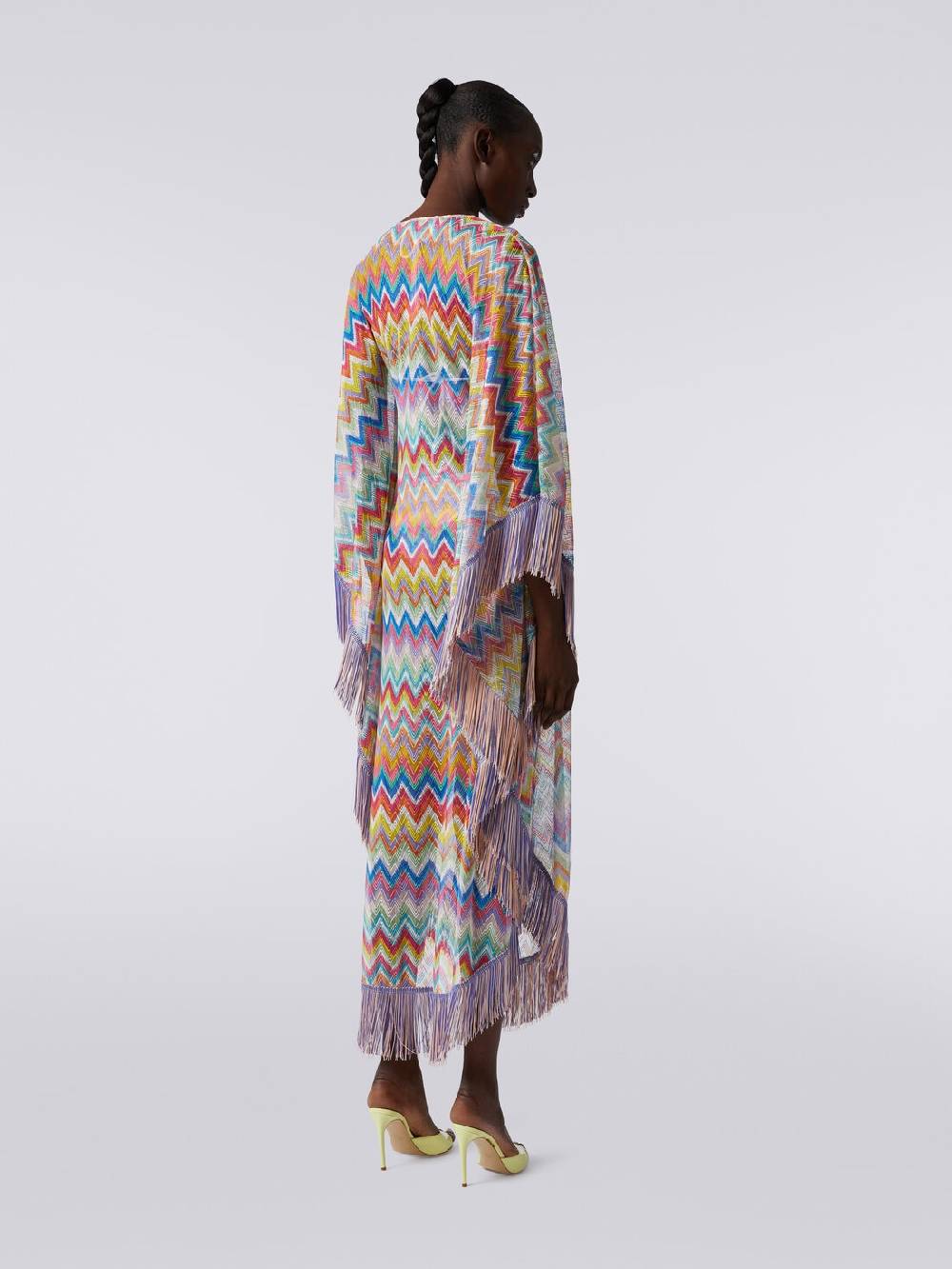 Missoni Caftano copricostume lungo stampa zig zag con frange Nuova