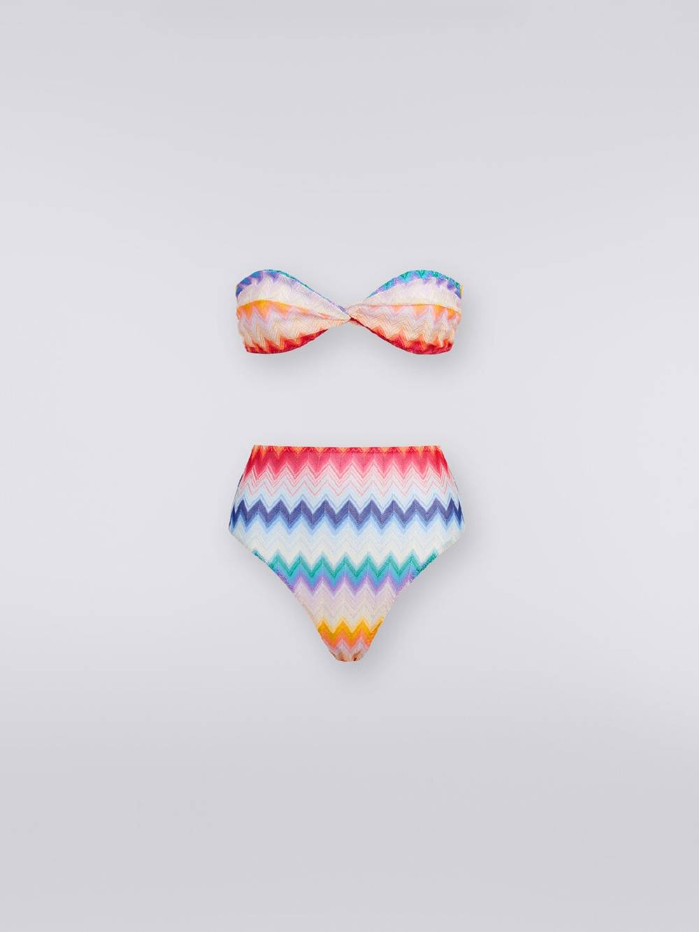 Missoni Bikini con slip a vita alta in tessuto stampa zig zag Comprare a buon mercato