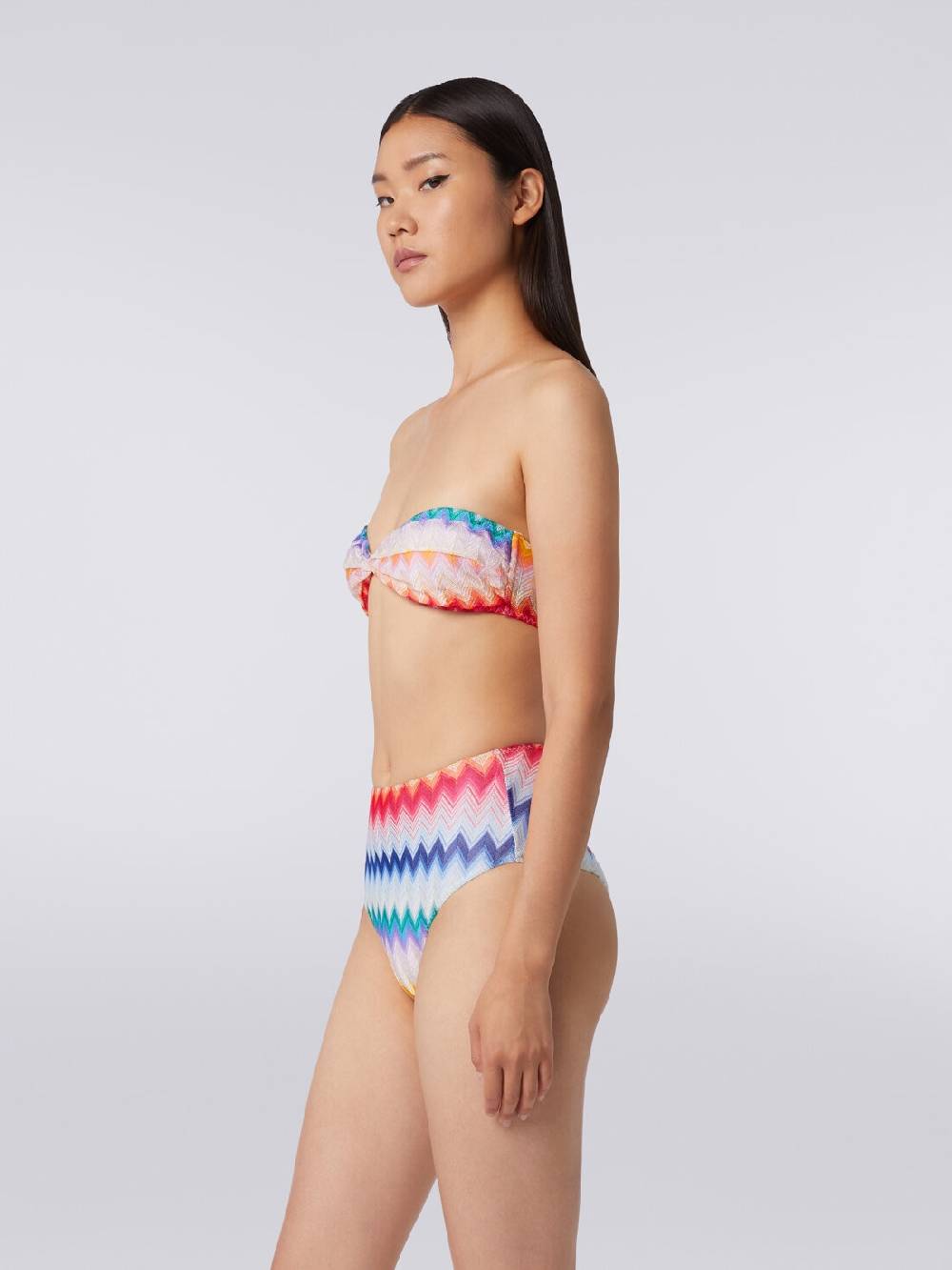 Missoni Bikini con slip a vita alta in tessuto stampa zig zag Comprare a buon mercato